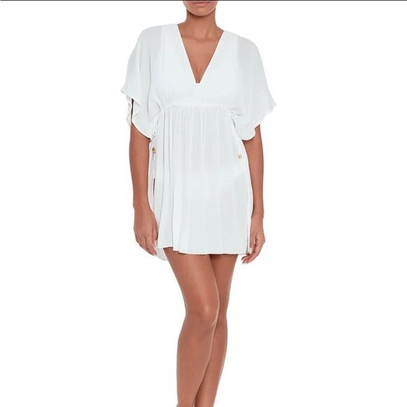 Lauren Ralph Lauren Womens Size Medium Crinkled Tunic Cover-Up White - Picture 1 of 12
